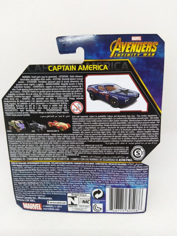 Voiture Hot Wheels - Personnage Marvel Avenger Infinities War - Captain América