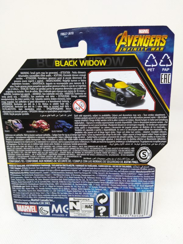 Voiture Hot Wheels - Personnage Marvel Avenger Infinities War - Black Widow