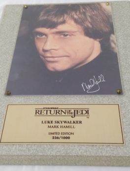 Plaque dédicacé Mark HAMILL - Luke Skywalker - Limited édition - le retour du Jedi