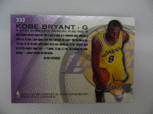 Carte Kobe Bryant - FLEER - 96/97 - Version Européen - N°233 -Rookie