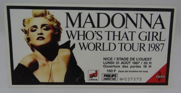 Place de concert - Madonna - 1987 - Nice stade de l'ouest