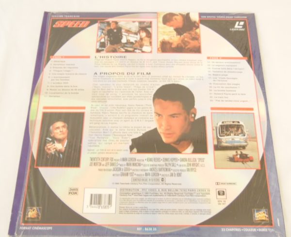 Laser disc - Speed - Sandra Bullock, Keanu Reeves et Dennis Hopper