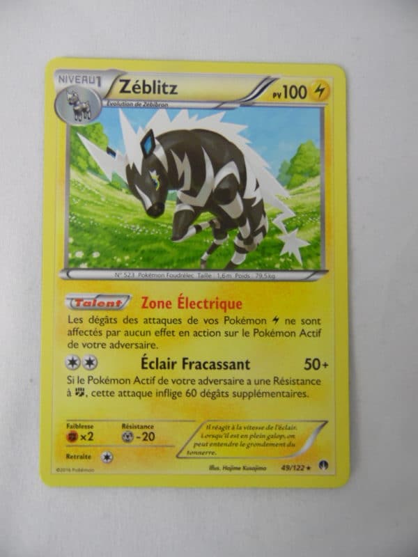 Carte Pokemon FR - Zéblitz 100PV - 49/122 - XY Rupture Turbo