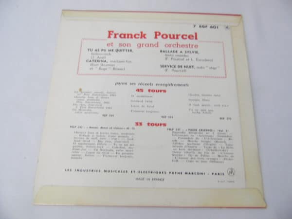 Disque vinyle - 45 T - Frank Pourcel