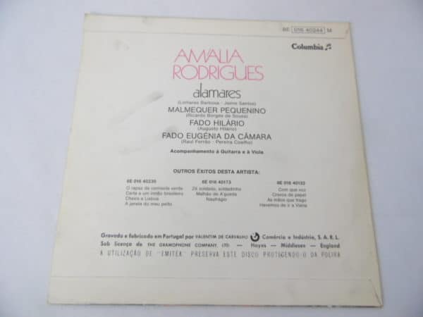 Disque vinyle - 45 T - Amalia Rodrigues - Alamares - 1972