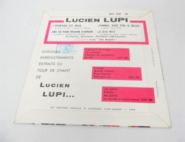 Disque vinyle - 45T - Lucien Lupi