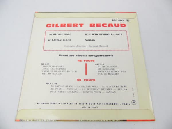 Disque vinyle - 45T - Gilbert Bécaud