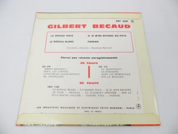 Disque vinyle - 45T - Gilbert Bécaud