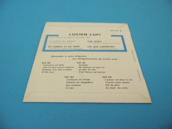 Disque vinyle - 45T - Lucien Lupi